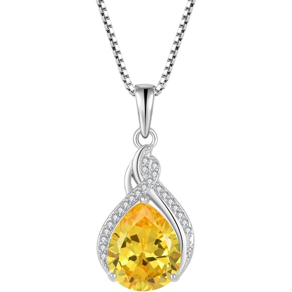 Infinity Teardrop Necklace Sterling Silver Pear Shaped Pendant Birthstone Jewelr